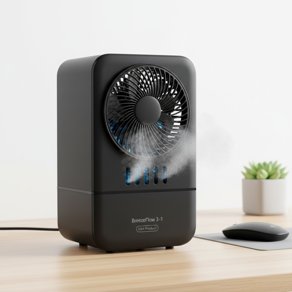 Portable 3-in-1 Air Cooler Fan – Mini AC for Room, Office & Car | Fast Cooling + Humidifier | Ships from USA 🇺🇸 | TikTok & Amazon Hot Seller!